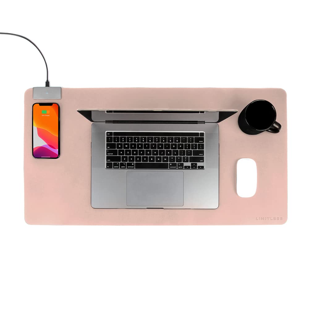 Limitless DeskPad Pro 10W Wireless Surface Mat with Cable (Pink)