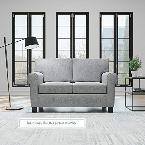 Edenbrook Willow Upholstered Loveseat With Rolled Arms – Living Room Furniture – Gray Small Loveseat - Seats Two – Loveseat For Small Spaces #TOP3