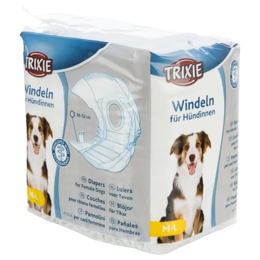 TRIXIE Windeln für Hündinnen Größe M-L - Saugfähige Hundewindeln bei Inkontinenz & Läufigkeit - 12 St. mit Gummizug für mehr Komfort, 36-52 cm Taillenumfang - 23634
