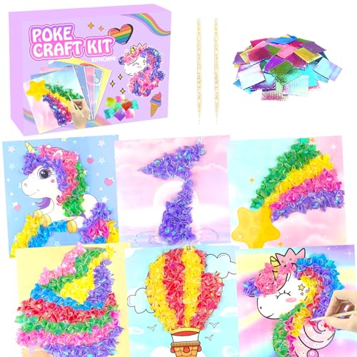 Poke-in Fun Art Fabric Craft Magical Dream Decor Mess Free KidsPaper Craft Kits Arts and Crafts for Kids DIY Art Activity Birthday Gift Ideas for Children DIY Presents Toys for Girls &Boys Ages 4-10+