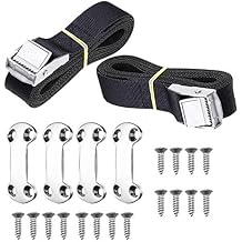 Cooler Tie Down Kit for YETI RTIC Coolers, Universal Cooler Straps with Stainless Steel Deck Plates & Screws, Adjustable Cam Buckle Lashing Straps for Boat, Truck Bed, Trailer, Prevent Sliding