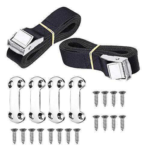 Cooler Tie Down Kit for YETI RTIC Coolers Universal Cooler Straps with Stainless Steel Deck Plates & Screws Adjustable Cam Buckle Lashing Straps for Boat Truck Bed Trailer Prevent Sliding