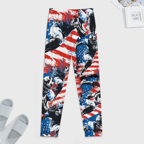 U.S.A. Flag Football Player Men's Pajama Bottoms Sleep Lounge Soft Comfy Pants Sleepwear4