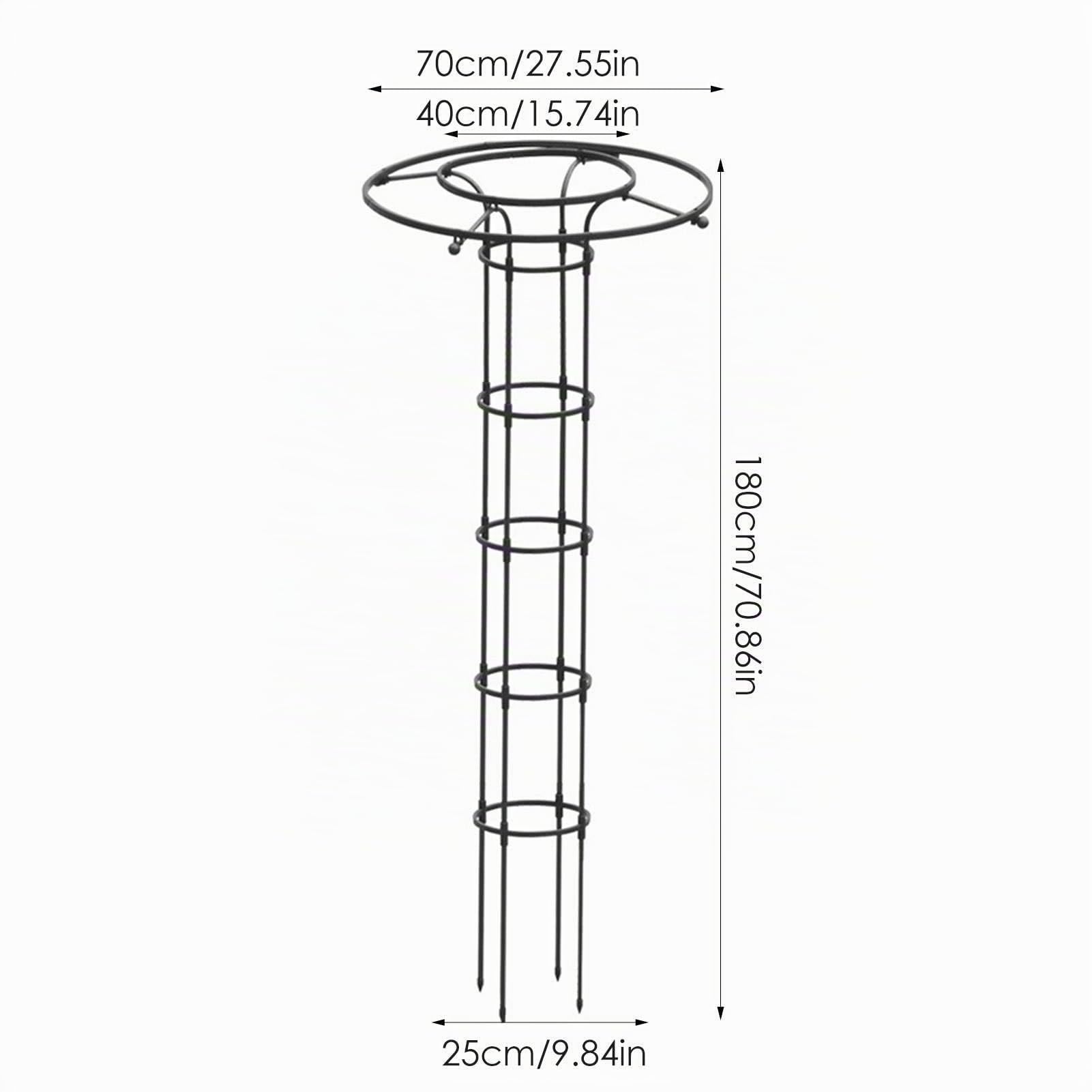 Obélisque en tube d'acier intégré avec revêtement en plastique, 180 cm, colonne grimpante résistante aux intempéries pour grimpantes et roses