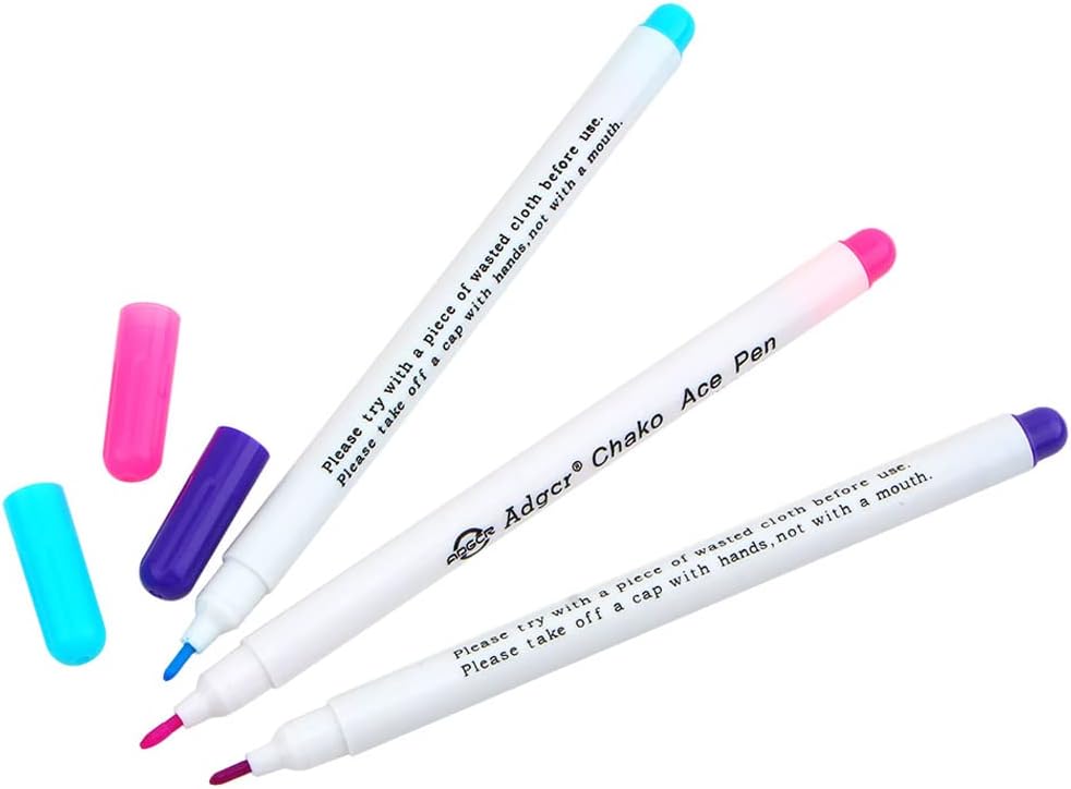 SEIWEI 2 Pack Water Erasable Pen Fabric Marking Pens Disappearing Ink Marker Pens for Clothing Sewing Marking Tracing (Blue)