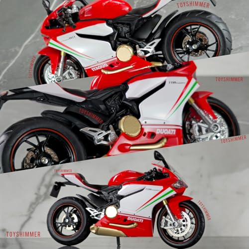 Image of Ducati 1199 superleggera Superbike Sporty Dyecast Motorcycle Model, Light & Sound Function,1:12 Scale, Red & White Color
