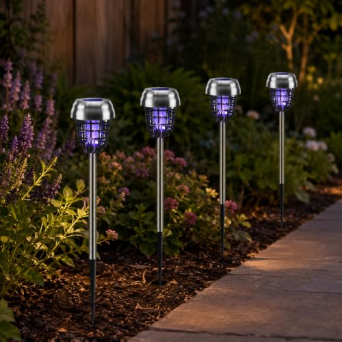 Solar Mosquito Zapper 4 Pack, Outdoor Bug Zapper for Yard Garden Patio