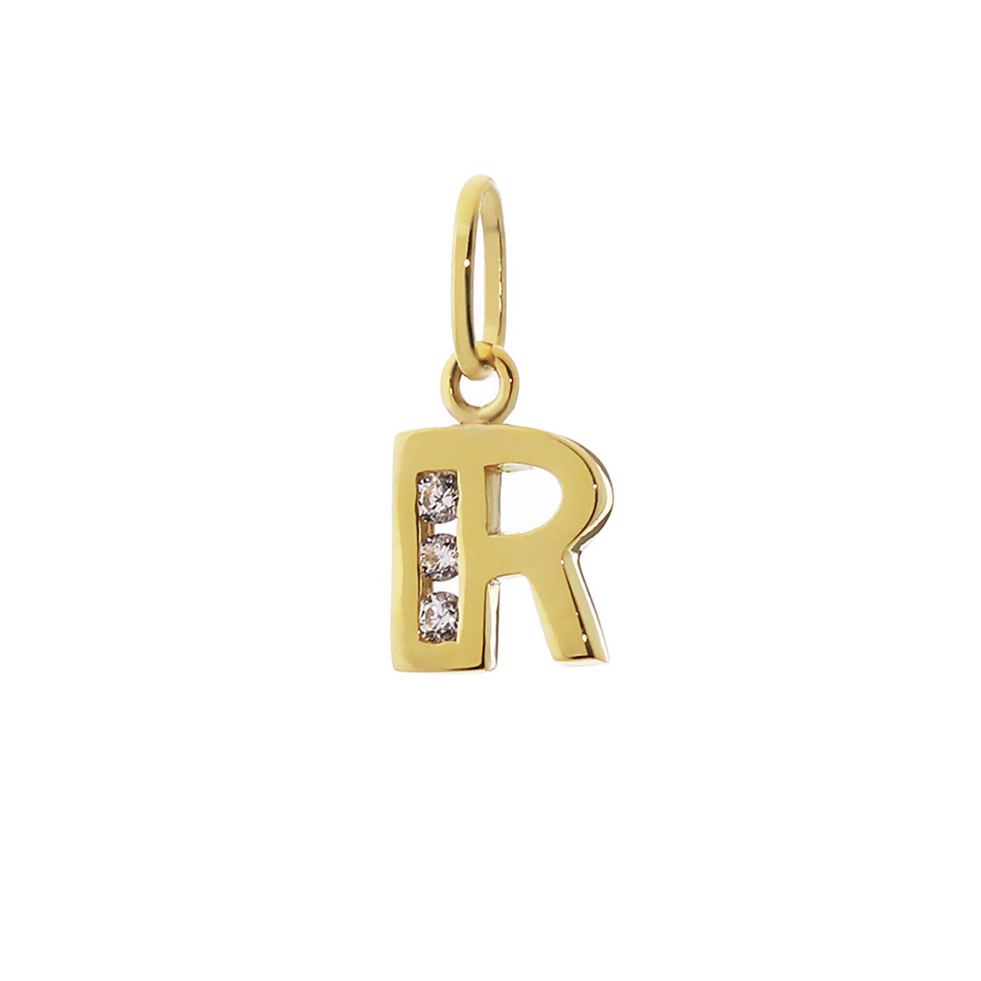 Pendente Letterina in Oro giallo 18 Carati con cerchio