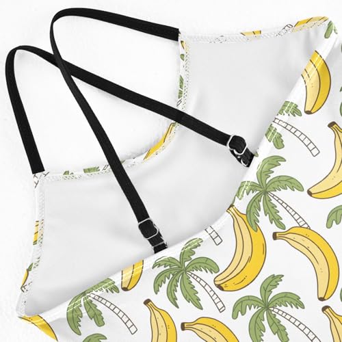 senya Girls Swimsuits One-Piece Swimwear Tie Bathing Suit Beach Summer Round Neck 7-8T Coconut Tree Banana Pattern4