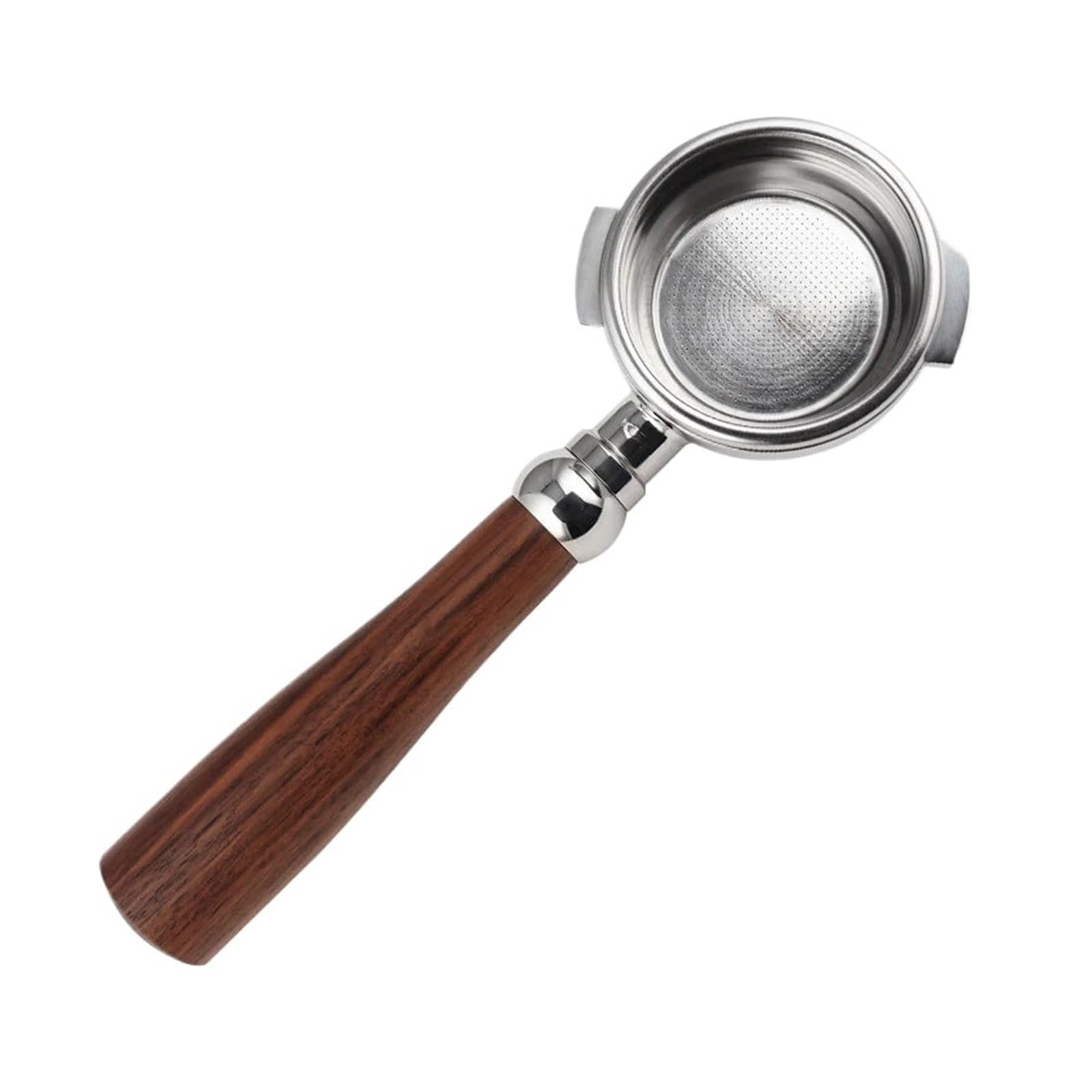 Accesorio De Café Con Mango De Madera, Compatible Con Bezzera, Filtro Sin Fondo For Cafetera De Acero Inoxidable Con Portafiltro De Dos Orejas De 58MM.(Walnut)