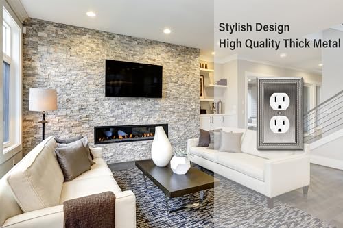 Image of Henne Bery Sunken Pearls Heavy Duty Decorative Wall Plate Switch Plate Outlet Cover (Single Duplex, 2 Pack, Heirloom Silver)