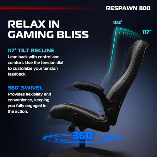 Image of RESPAWN 800 Console Rocker Gaming Chair, Swivel Seat with Lumbar Support