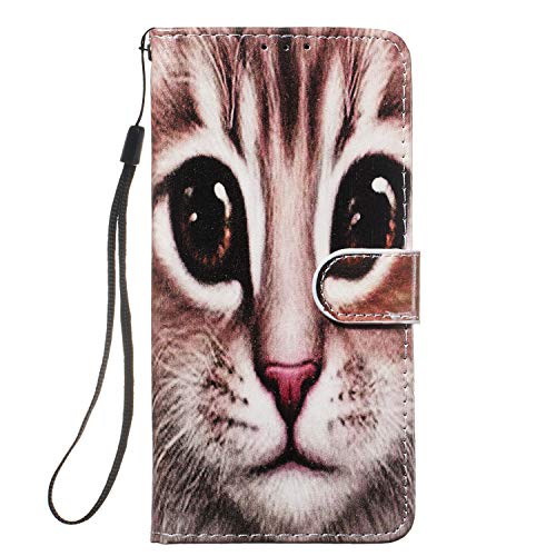 WIWJ Case Compatible with Xiaomi Redmi 7A,Leather Wallet Protective Case PU Magnetic Flap Cover Painted Color Case with Card Slots Holder -Cat