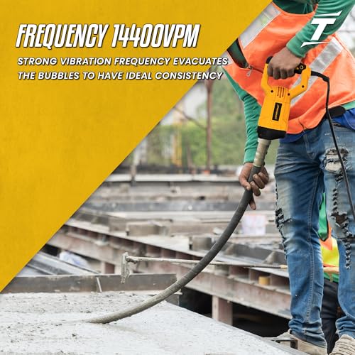 Image of TOMAHAWK Concrete Vibrator 1650W - for Commercial Levelling | Heavy Duty Machine with 1.5m Needle and Long 2m Cable | Works with 35 and 50mm Needles | 6 Month Warranty | TCV1650