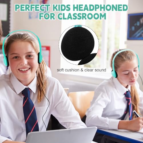 Image of Konohan 10 Pack Headphones Bulk Headphone for School Classroom Student Wired Headphones Adjustable with 3.5 mm Jack for Adults (Emerald Green)