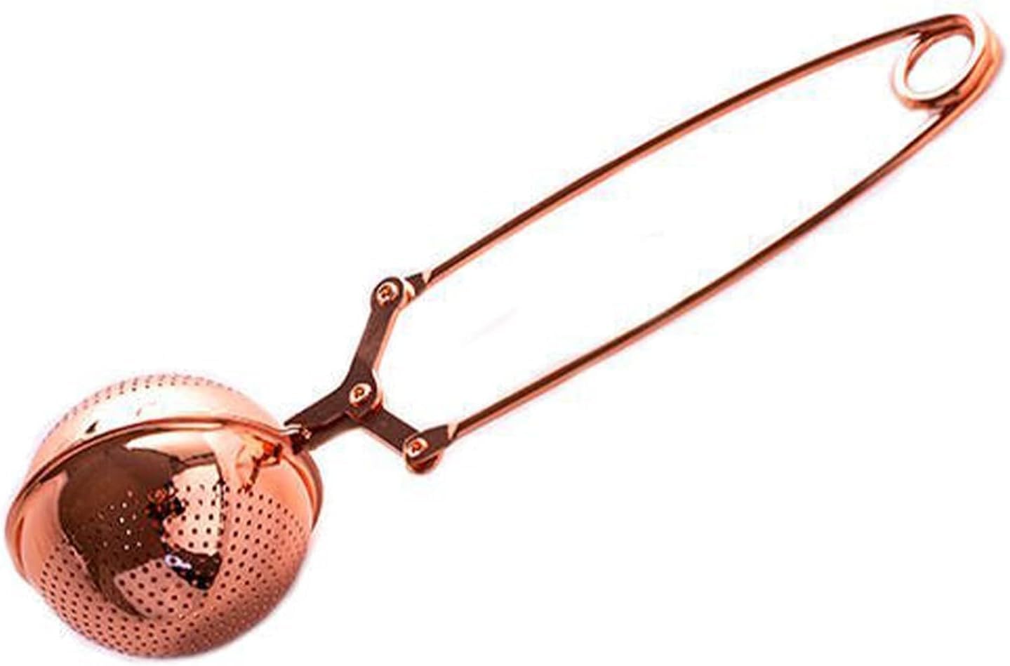 Gold Snap Ball Tea Strainer with Handle for Loose Leaf Tea and Mulling Spices Stainless Steel Strainer Pincer Tea Ball Infuser Tea Filter for Tong Rose Tea Tea Accessories Coffee, Tea and Espresso