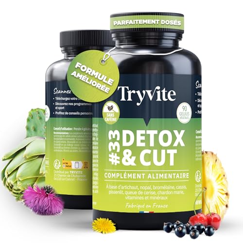 Coupe Faim Puissant et Efficace | Detox Colon Intensif Pour Perte de Poids Rapide et Efficace avec Chardon Marie | TRYVITE DETOX&CUT Formule Minceur Améliorée 2025 | 90 Gélules