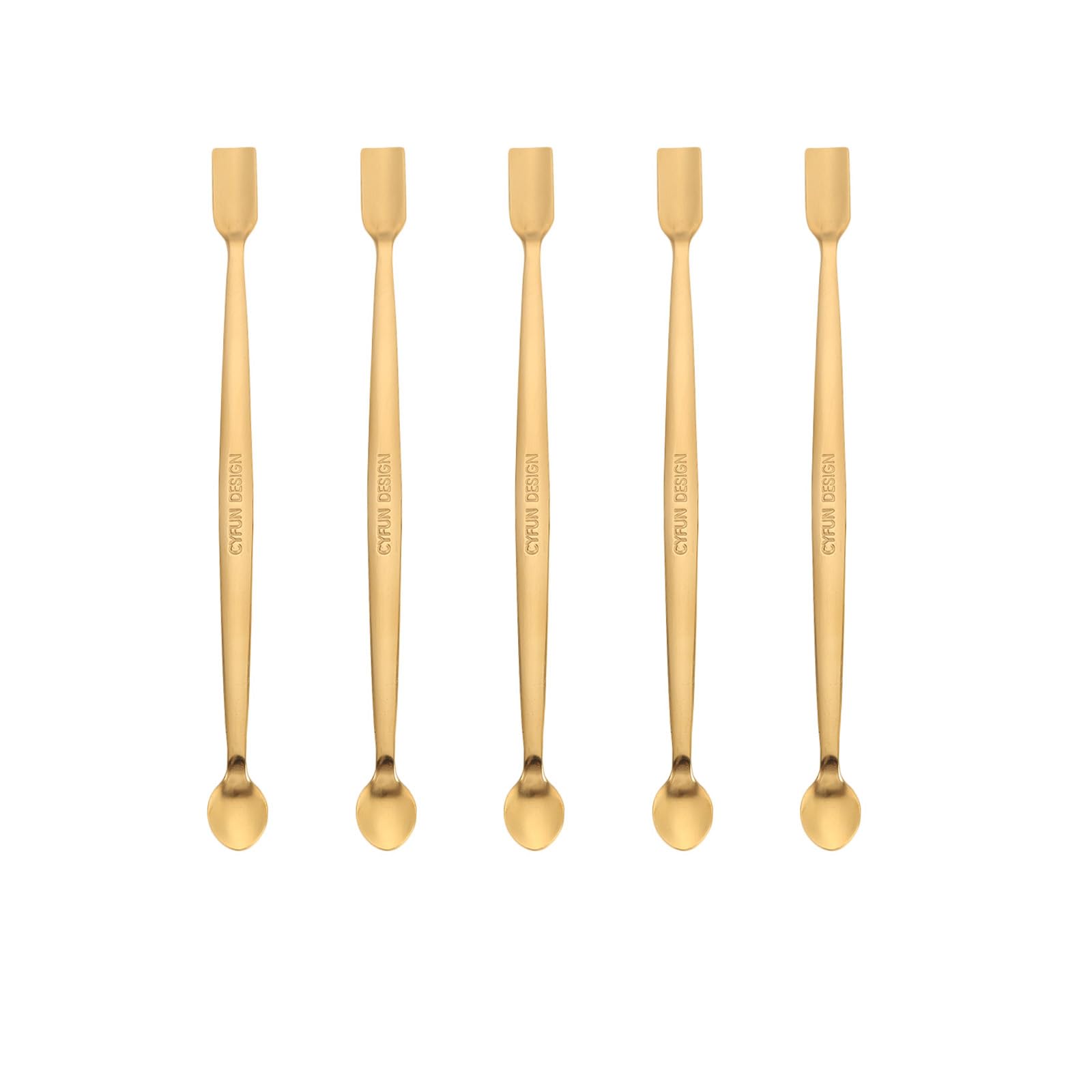 OTCRAFT 5PCS 304 Stainless Steel Craft Spoons Set for DIY Scrapbooking Glitter Embossing Powders Sequins and Other Small Embellishment Craft Cardmaking High Lighten(Golden)