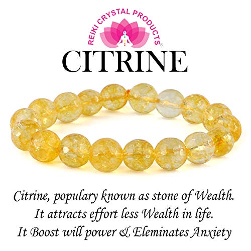 Image of Reiki Crystal Products Certified Natural Crystal Stone Diamond Cut /Faceted 10 mm Beads Bracelet for Men & Women | Reiki Charged Gemstone Jewellery | Multiple Stone Variants Available