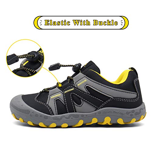 Mishansha Hiking Shoes For Boys Girls Oxford Fabric Sneaker Outdoor Trekking Strap Boots Buckle Black Little Kid 13 #TOP2