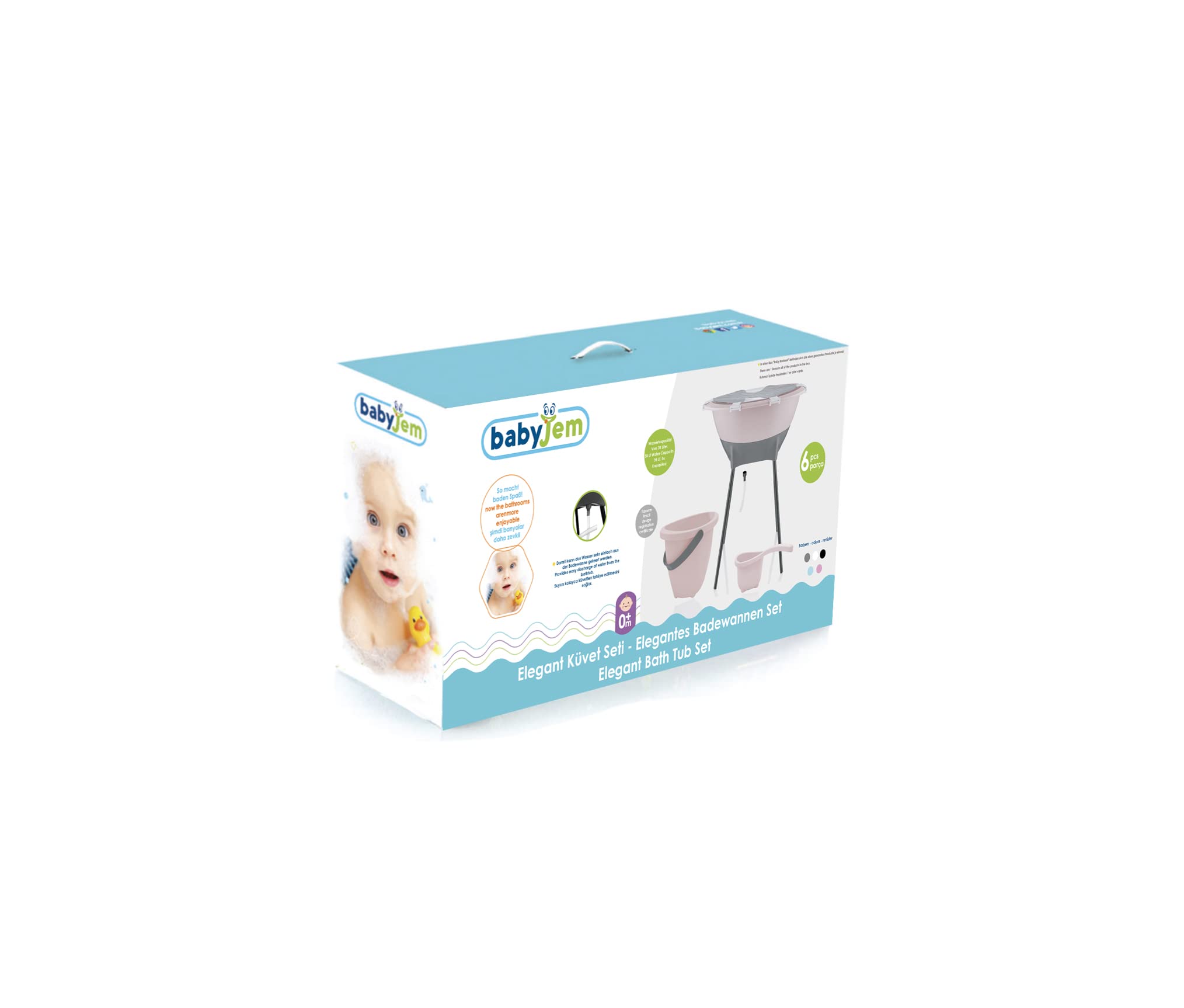 Babyjem Set elegante vasca da bagno per bambini, colore: nero
