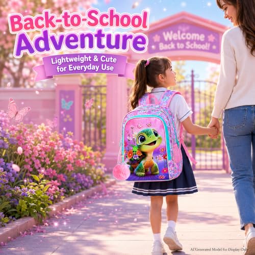 Image of AGSDON 3PCS Kids Backpack for Girls, 16 inch Preschool Elementary Water Resistant School Bag, Girl Backpacks Set with Lunch Box Pencil Case
