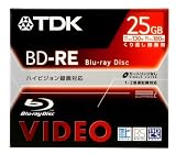 TDK Blu-ray-Disk für nackte Aufnahmen, 25 GB für wiederholte Aufnahme (Neuschreiben), 1 BDV-RE25S