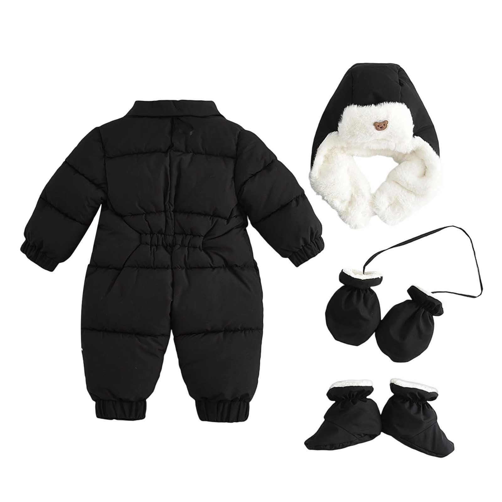 Combinaison Polaire Bebe Une Pièce avec Capuche, Combinaisons de Neige Fille Manteau d'hiver Polaire Grenouillère Bébé Enfant Hiver Chaude Vêtements de Ski Salopettes Vetements d'Extérieur 3-24 mois