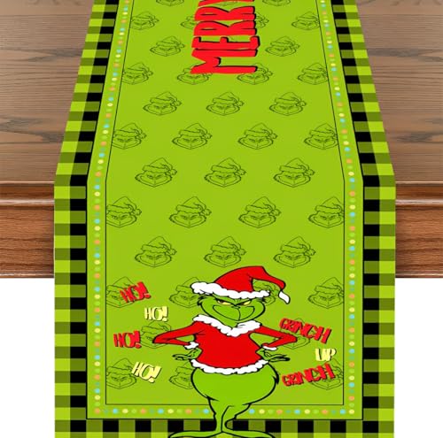 Weihnachten Tischläufer 33 x 183 cm, Leinen Weihnachts Tischläufer...