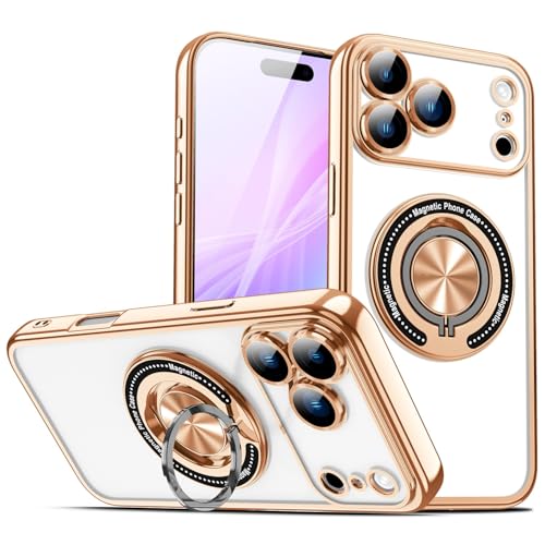 Coque arrière iPhone 14 Pro or silicone rigide aimantée pour recharge sans fil