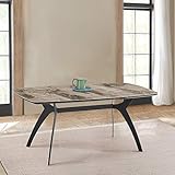 Armen Living Andes Ceramic and Metal Rectangular Dining Room Table, 30' Height, Grey/Black