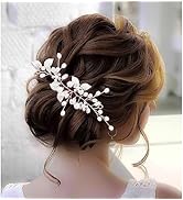Makone Wedding Hair Clip Elegant Rhinestone Hair Pins Set for Brides Handmade Hair Pins Head Piec...