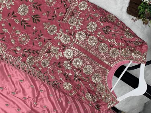 Image of Anveri Women's Pink Embroidered Kurta with Sharara and Dupatta Set | wedding | party | festival