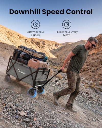 Image of e-Wagon Air Electric Wagon Cart, 300LB Capacity Foldable Wagon with Dual Motor, 9-Mile Range & Swappable Battery, 3-Second Collapsible Utility Cart for Camping, Garden, Slate Gray