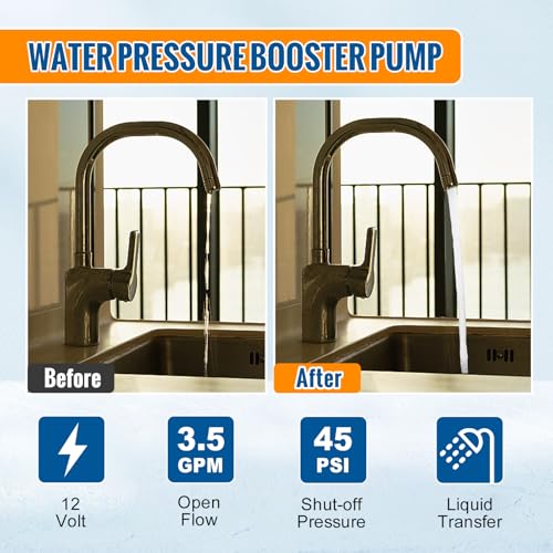 Image of YOUNGTREE 12V RV Fresh Water Pressure Pump 3.5 GPM 45PSI On Demand 12Volt Water Diaphragm Pump with Pressure Switch for RV Boat Marine Sprayer Camper Shower