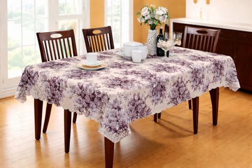 Image of Dakshya Industries PVC Waterproof Table Cover 6 Seater 54x78 Inch - Washable Oil & Stain Resistant Dining Table Cover (Purple)