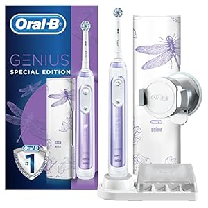 Oral-B Genius Special Edition Elektrische Zahnbürste, Sonderedition, Zahnbürstenhalter mit künstlicher Intelligenz, mit Reiseetui, Violett