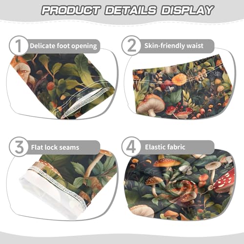 Forest Mushrooms Girls Leggings Soft Stretch Workout Yoga Dance Pants for Kids Casual Tights3