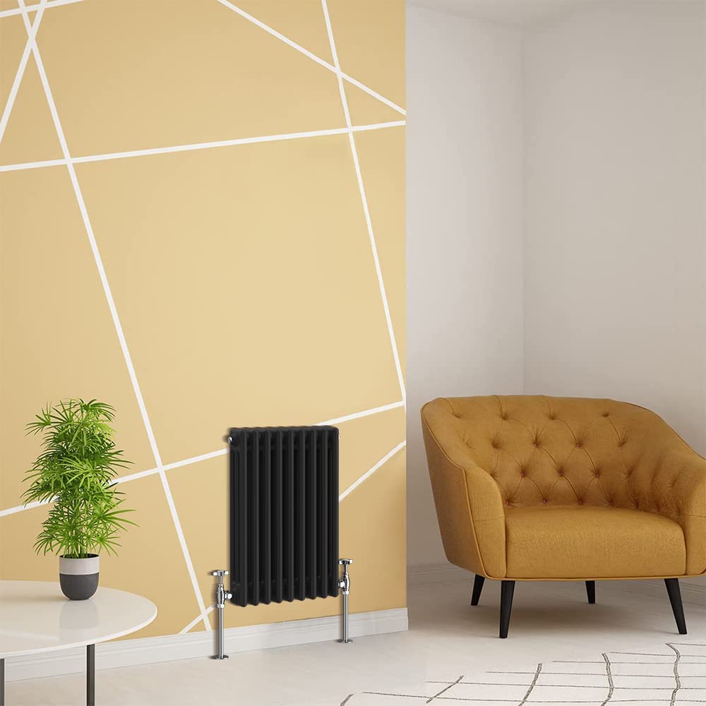 Warmehaus Traditional Radiator 3 Column Black Horizontal 600x427mm