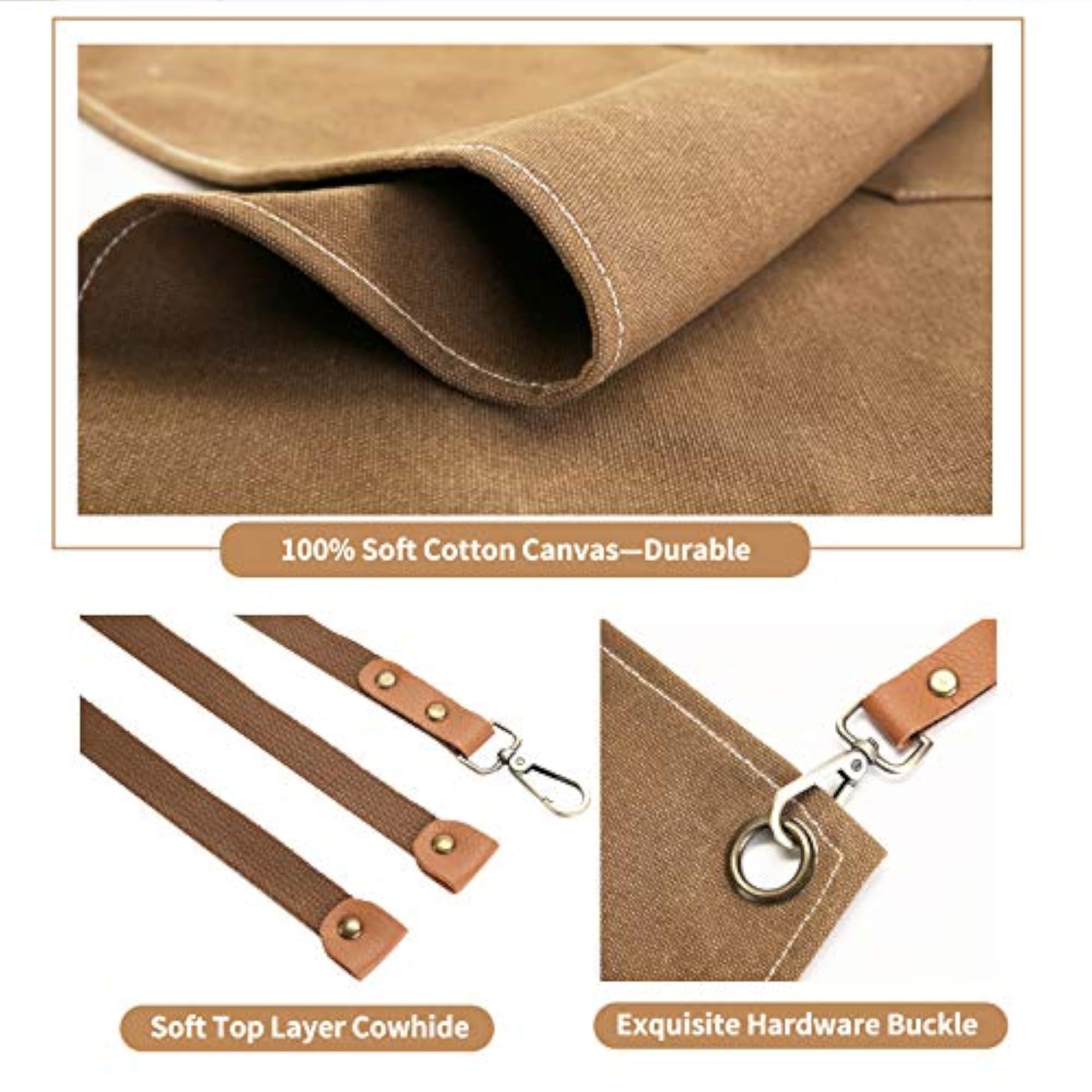 Chef Apron for Men Women Cotton Canvas Cross Back Apron