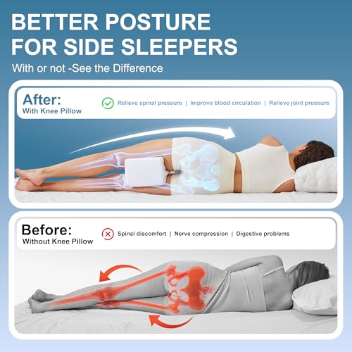 UJPFEO Knee Pillow for Side Sleepers, Leg Pillow for Sciatica, Back, HIPS, Knees, Joints Pain Relief,Pillows for Between Legs While Sleeping Spine Alignment Support & Relieves Pressure,White — view 6