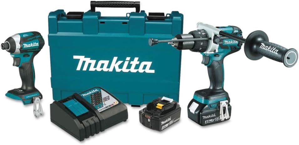 Makita XT268M-R 18V 4.0 Ah LXT Cordless Lithium-Ion Hammer Drill and Impact Driver Combo Kit (Renewed)
