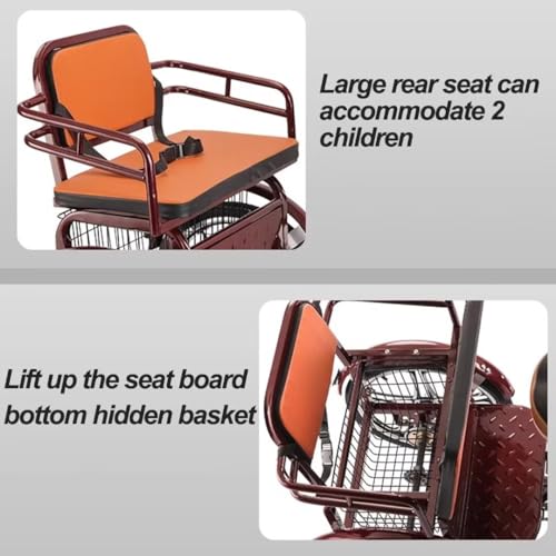Triciclo plegable para adultos, 3 ruedas, rojo vino miniatura 3