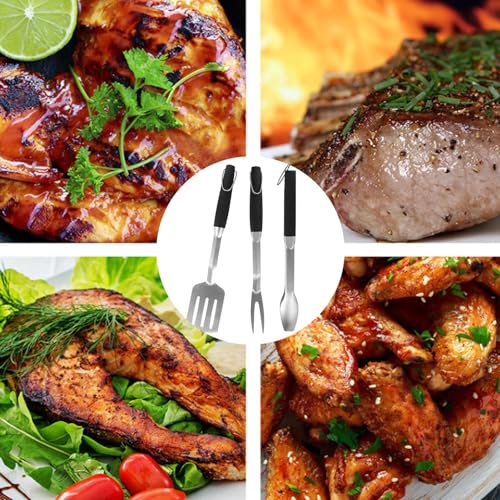 Kit d'accessoires de barbecue portable 4 pièces avec spatule et pince