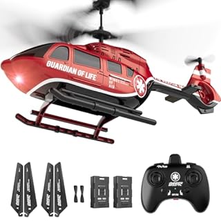 DEERC elicottero telecomando, RC militare di salvataggio con luci LED, 2 batterie ricaricabili, mantenimento dell'altitudine, controllo stabile 2.4GHz, giocattolo telecomandato ideale per bambini e