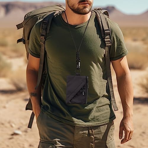 Lanyard Slim Minimalist Wallet for Men Women with RFID Blocking protector Wallets travel security Card Holder for Water-resistant Keychain Purse(Black)3