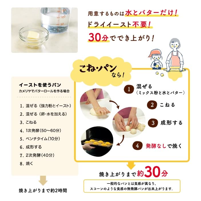 Amazon | 日清 5分こねて焼くだけ簡単 こね パン 400g ×4袋 | 日清製粉
