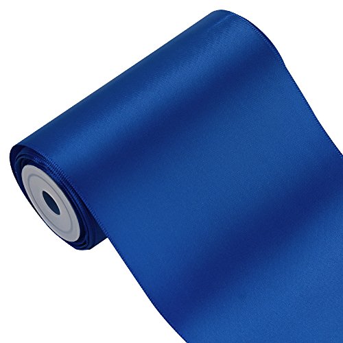 LaRibbons 4 inch Wide Solid Color Double Face Satin Ribbon Great for Chair Sash- 5 Yard/Spool (Royal)