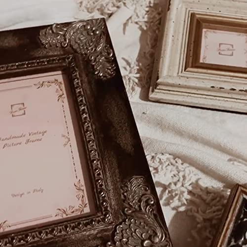 Beneframe 5X7 Black Silver Vintage Picture Frame,Display Posters And Artworks On Wall Or Table Top,Wood Photo Frames With High Definition Organic Glass,Floral Carved #TOP5