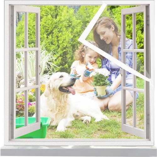 Mosquitera Cortina Puerta 80x115cm Blanco Pantalla Mosquitera Universal sin Taladrar Fácil de Ensamblar Cortina Antimoscas para Balcón y Puerta Ventana